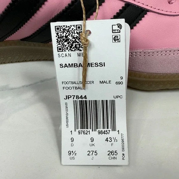 Adidas Samba Messi Football Soccer Shoes Light Pink Suede Men's Size 9.5 - Picture 11 of 13